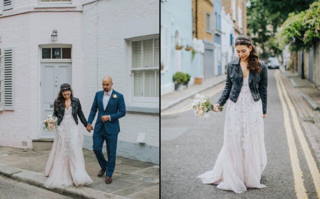 Tanpa Kebaya dan Konde, Gaun Pengantin dengan Jaket Kulit ala Poppy Sovia ini Rock 'n Roll Banget!