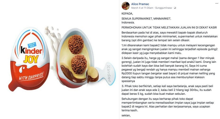 Anaknya Tantrum Minta Beli, sang Ayah Bikin Surat Terbuka Biar Nggak Menaruh Produk Ini Dekat Kasir