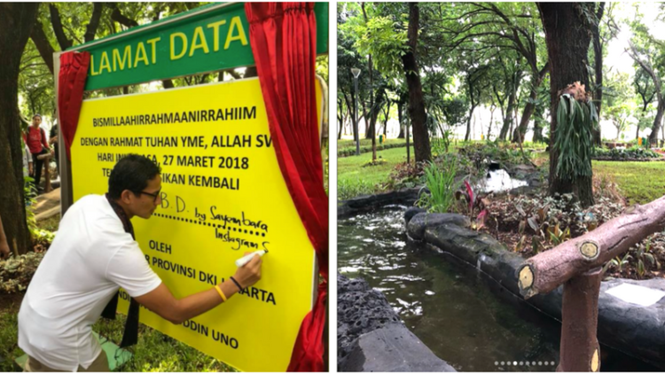 Hore, Sandiaga Uno Resmikan Taman di Barat Monas. Jakarta Punya Taman yang Instagramable Nih!