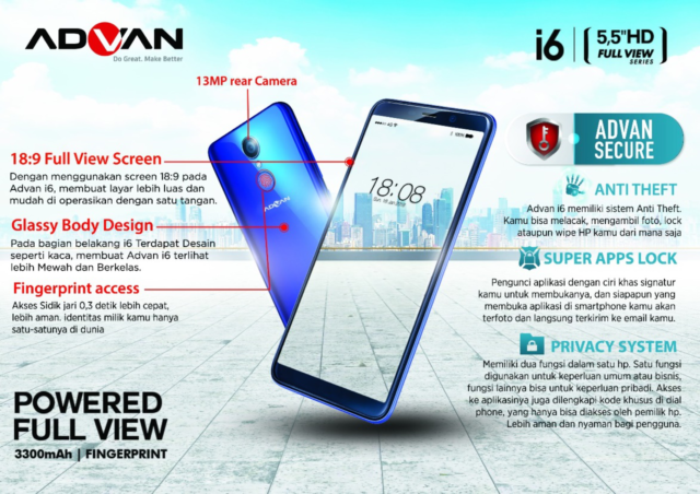 Yang Akan Kamu Dapatkan dari Seri Terbaru Advan i6. Smartphone Layar Fullview Seharga 1,4 Jutaan