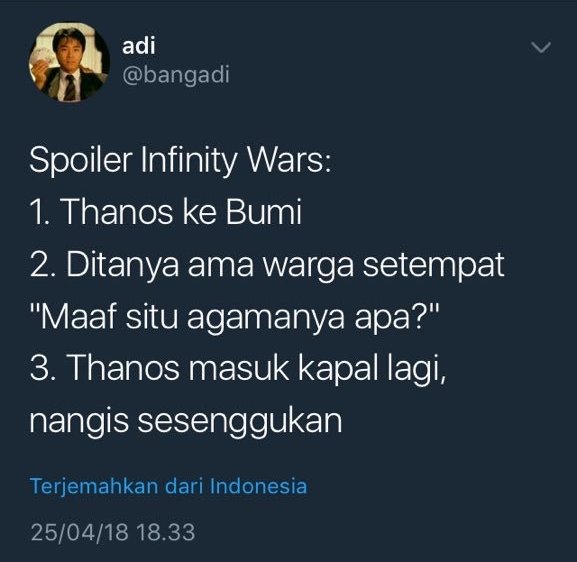 15 Pesan dari Warganet buat yang Sudah Nonton Infinity War. Banyak Banget yang Takut Lihat Spoiler~