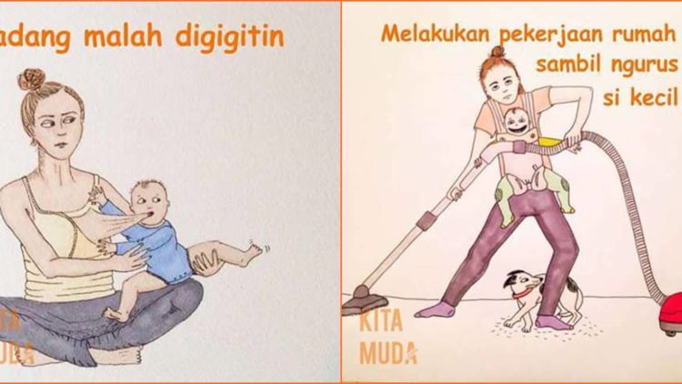 18 Ilustrasi Lucu Perjuangan Ibu Muda yang Baru Punya Momongan. Ternyata Nggak Gampang, Ya?