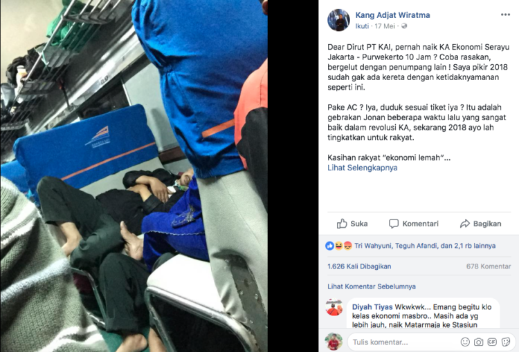 Niat Protes Fasilitas Kereta Ekonomi yang Dia Anggap Nggak Nyaman, Pria Ini Malah Dibully Netizen!