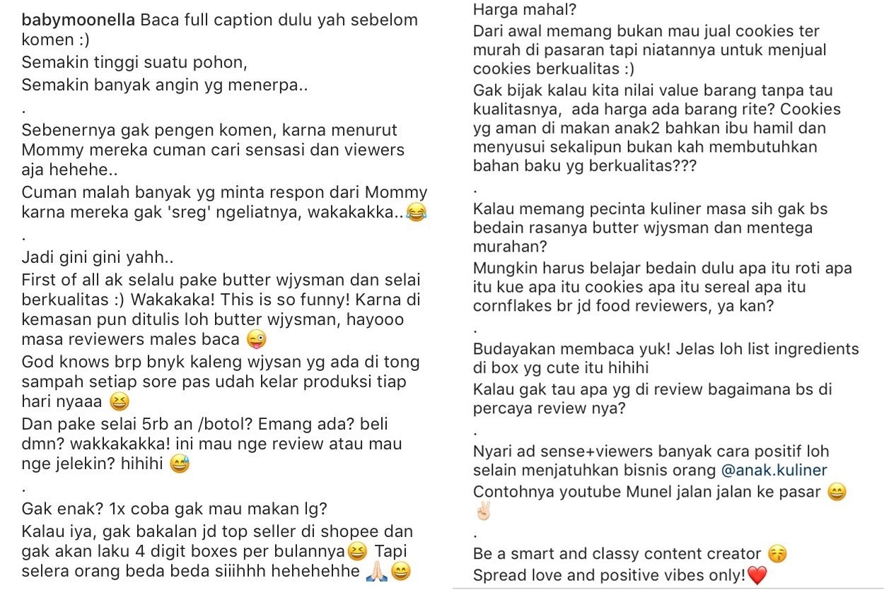 Respons Mommy Moonella Ihwal Kuenya yang Diulas 'Anak Kuliner'. Caranya Review sih yang Jadi Soal