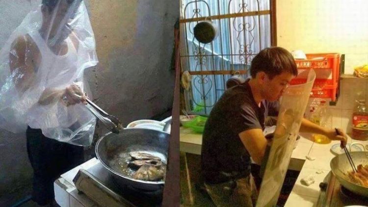 Kocak Abis, 11+ Foto Cowok Memasak ini Memang Bikin Greget. Takut Banget Kena Minyak Panas, Bang?