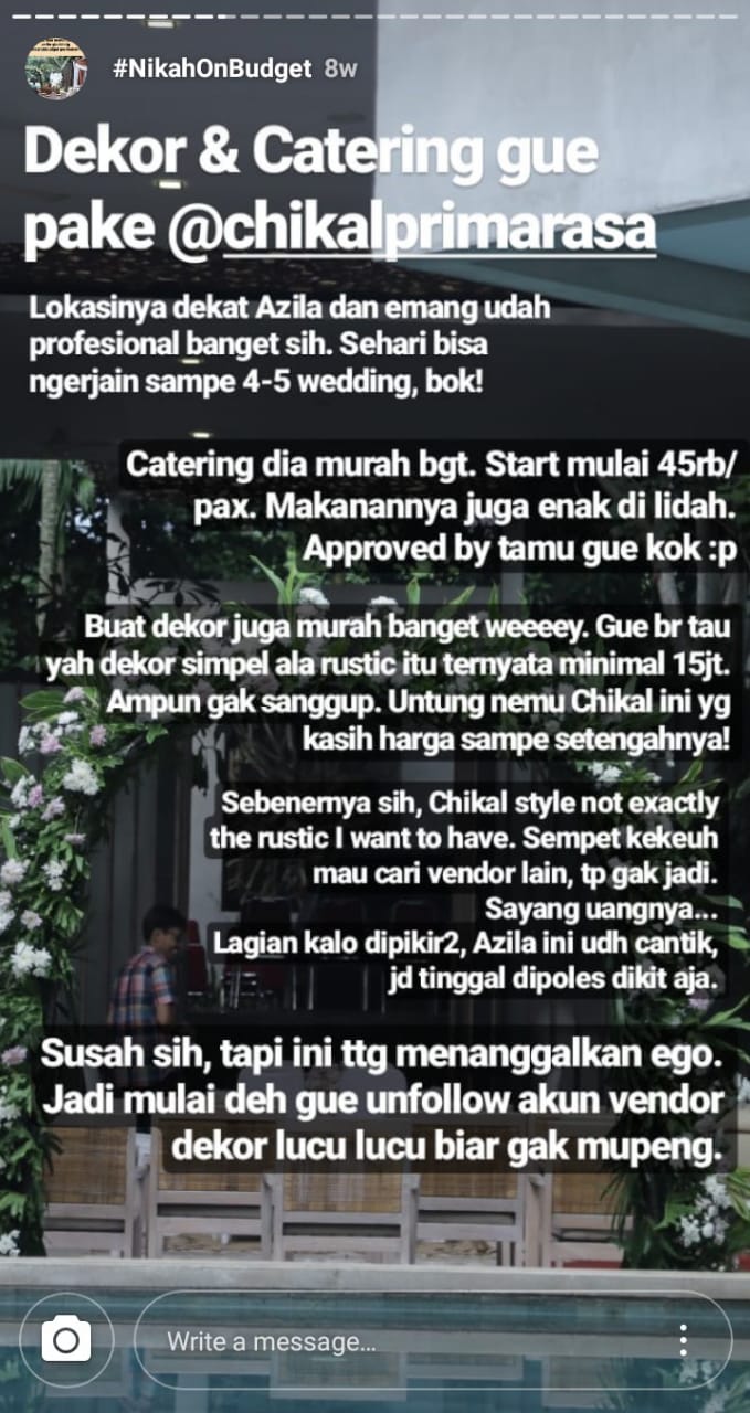 Inspirasi Perencanaan Nikah On Budget Ala Julia Jasmine. Pantas Saja Viral, Jadi Hemat Sih