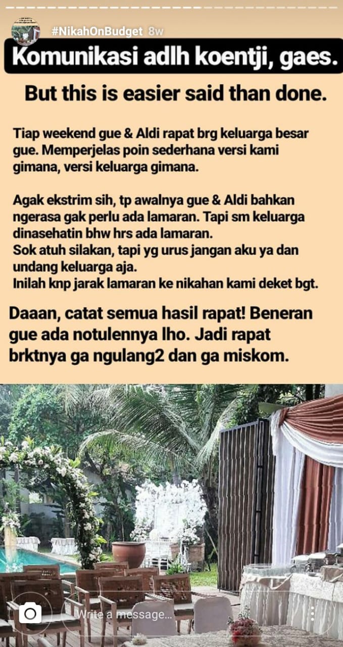 Inspirasi Perencanaan Nikah On Budget Ala Julia Jasmine. Pantas Saja Viral, Jadi Hemat Sih