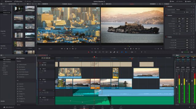 Screenshot dari DaVinci Resolve