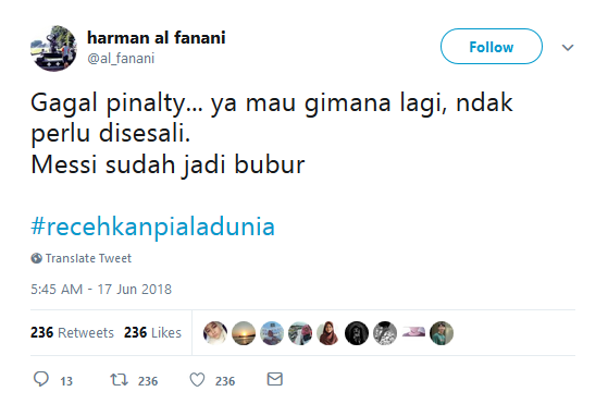 20 Tagar #RecehkanPialaDunia ini Mungkin Bisa Sedikit Obati Kecewa Karena Jagoanmu Kalah. Kocaklah~