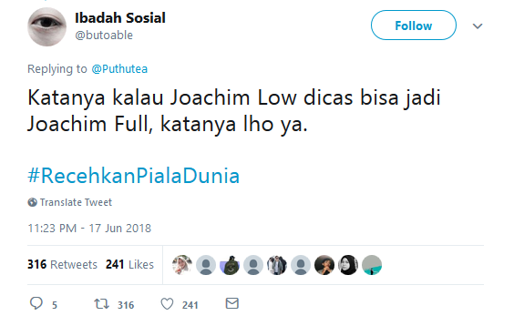 20 Tagar #RecehkanPialaDunia ini Mungkin Bisa Sedikit Obati Kecewa Karena Jagoanmu Kalah. Kocaklah~