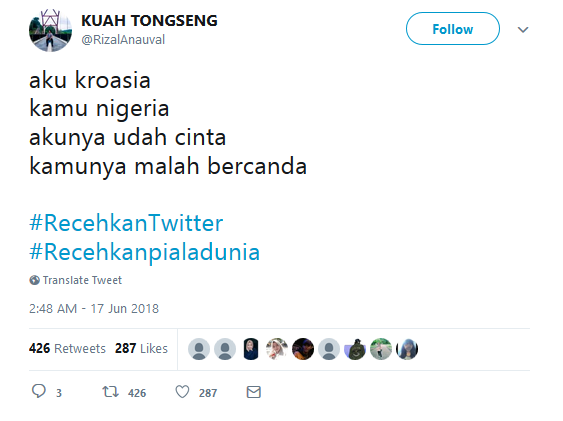 20 Tagar #RecehkanPialaDunia ini Mungkin Bisa Sedikit Obati Kecewa Karena Jagoanmu Kalah. Kocaklah~