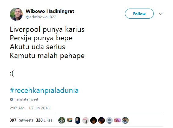 20 Tagar #RecehkanPialaDunia ini Mungkin Bisa Sedikit Obati Kecewa Karena Jagoanmu Kalah. Kocaklah~