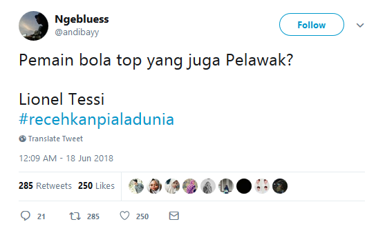 20 Tagar #RecehkanPialaDunia ini Mungkin Bisa Sedikit Obati Kecewa Karena Jagoanmu Kalah. Kocaklah~