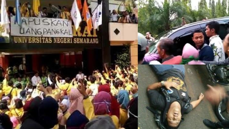 6 Fakta Soal Ricuh Demo Mahasiswa Unnes. Beberapa Sampai Terluka Karena Ditabrak Mobil Rektor