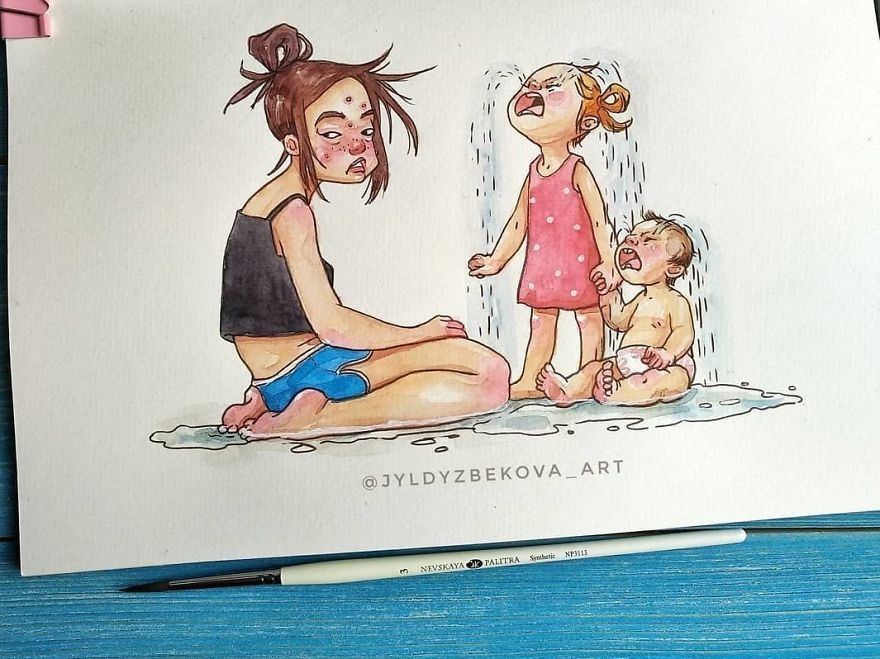 9 Ilustrasi Lucu Ibu Rumah Tangga Kalau Punya Dua Anak yang Usianya Deketan. Jadi Gemes Sendiri!