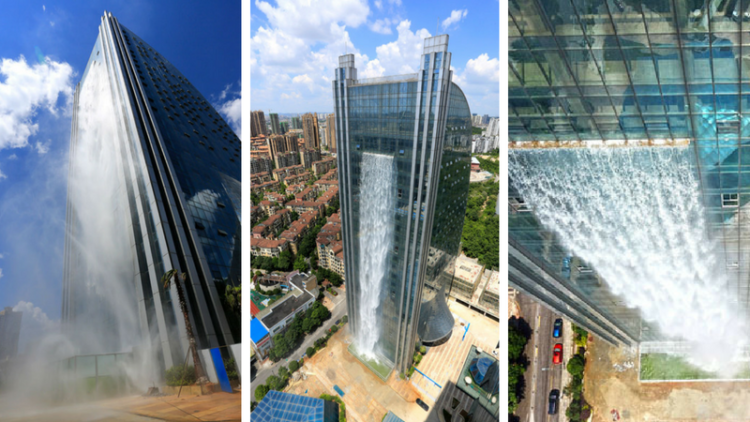 Air Terjun Setinggi 106 Meter Dibangun di Gedung Pencakar Langit di China. Memang Gila Sih Idenya!