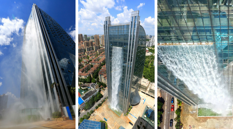 Air Terjun Setinggi 106 Meter Dibangun di Gedung Pencakar Langit di China. Memang Gila Sih Idenya!