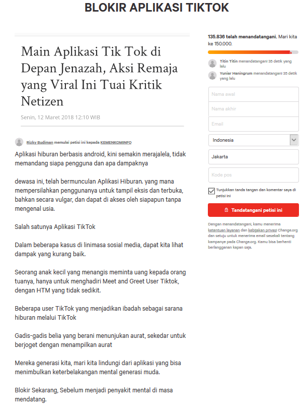 Sepak Terjang Aplikasi Tik Tok Berujung Pemblokiran, Kini Muncul Opini Pembelaan. Serba Salah, Ya~