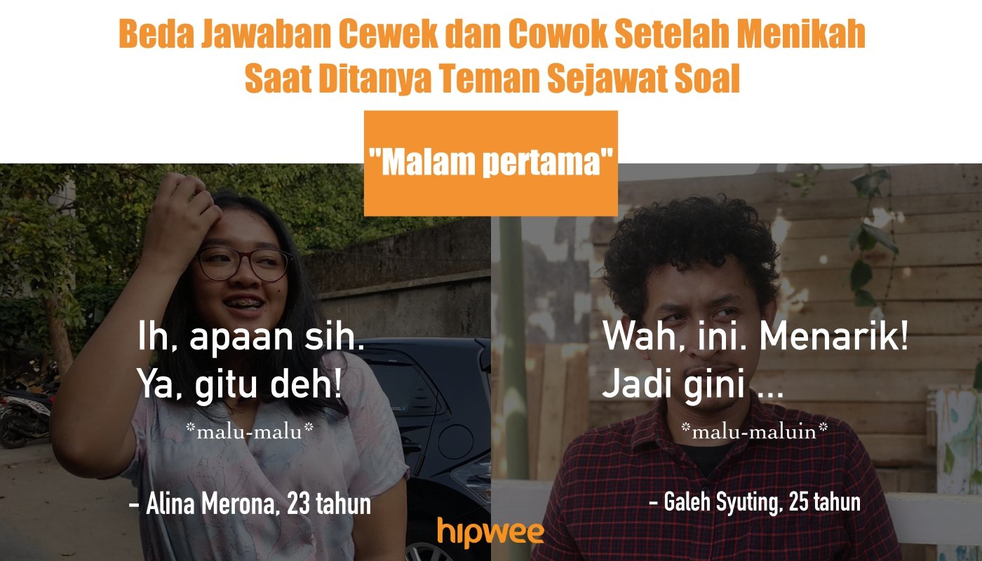 Beda Jawaban Cewek dan Cowok yang Baru Saja Menikah Saat Ditanya Teman Sejawat. Kontradiktif! :D