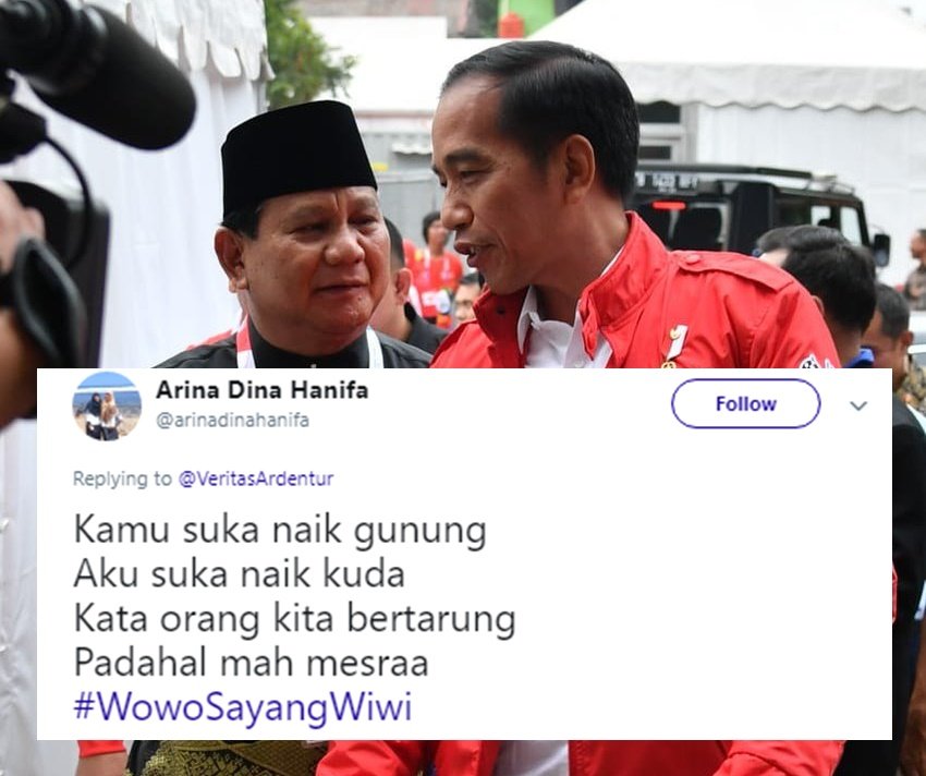 Jokowi dan Prabowo Berpelukan, Warganet pun Bikin Kutipan Kocak nan Romantis. Gini dong, Adem~ :