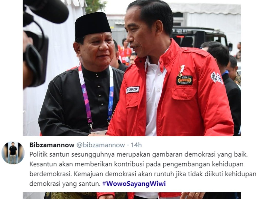 Jokowi dan Prabowo Berpelukan, Warganet pun Bikin Kutipan Kocak nan Romantis. Gini dong, Adem~ :