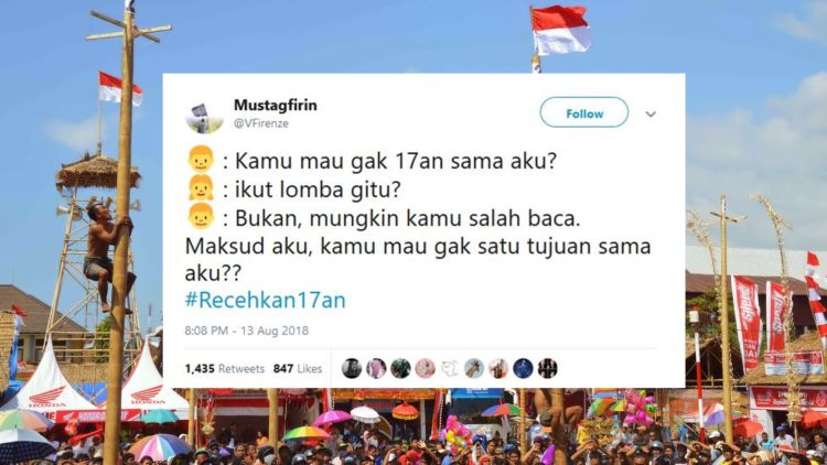 Ikut Semarakkan 17 Agustus, Warganet Malah Ngejokes Receh Pakai Tagar #Recehkan17an. Kocak Abis!