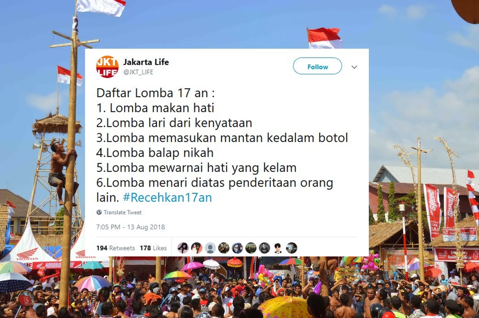 Ikut Semarakkan 17 Agustus, Warganet Malah Ngejokes Receh Pakai Tagar #Recehkan17an. Kocak Abis!