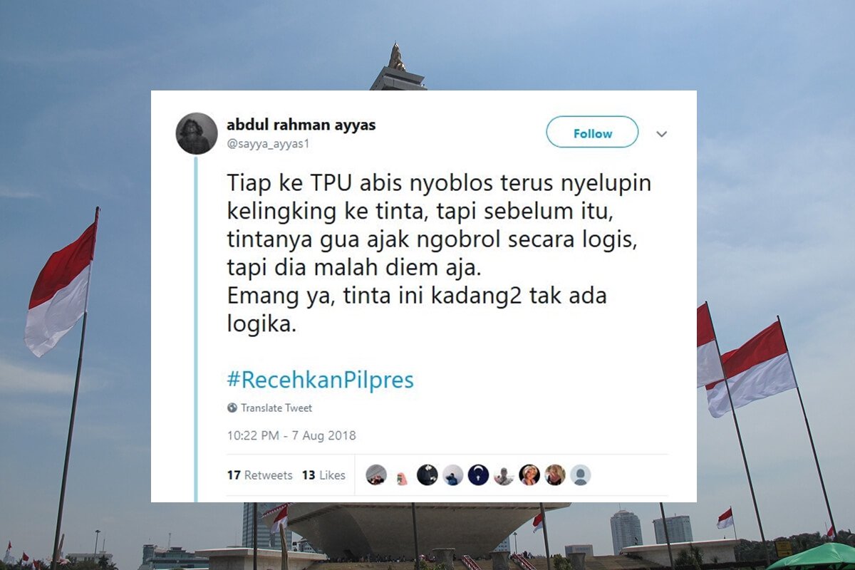 16 Tweet #RecehkanPilpres ini Jadi Obat Pereda Tensi Tinggi Saat Warganet Ngomongin Politik. Woles~