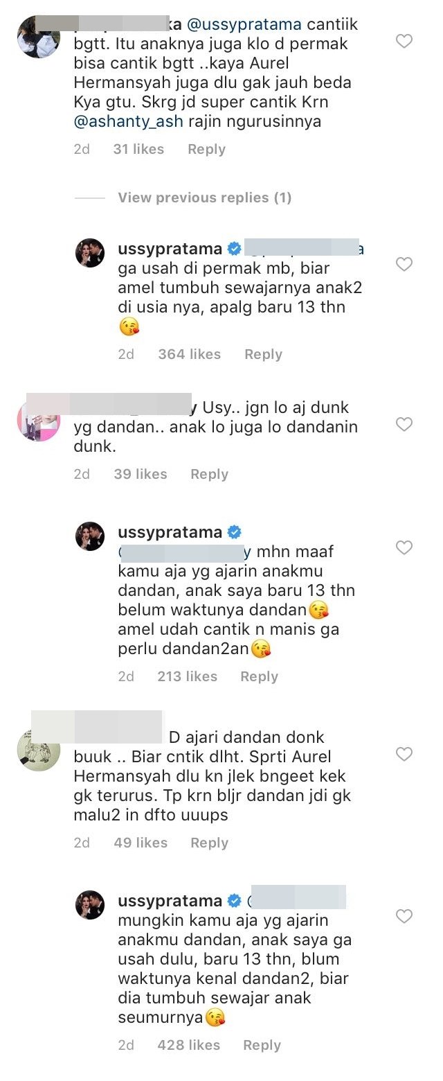 Putri Sulung Ussy Nggak Dandan, Dikritik Warganet. Tapi Kalau Nanti Dandan, Dibilang Cepet Dewasa :(