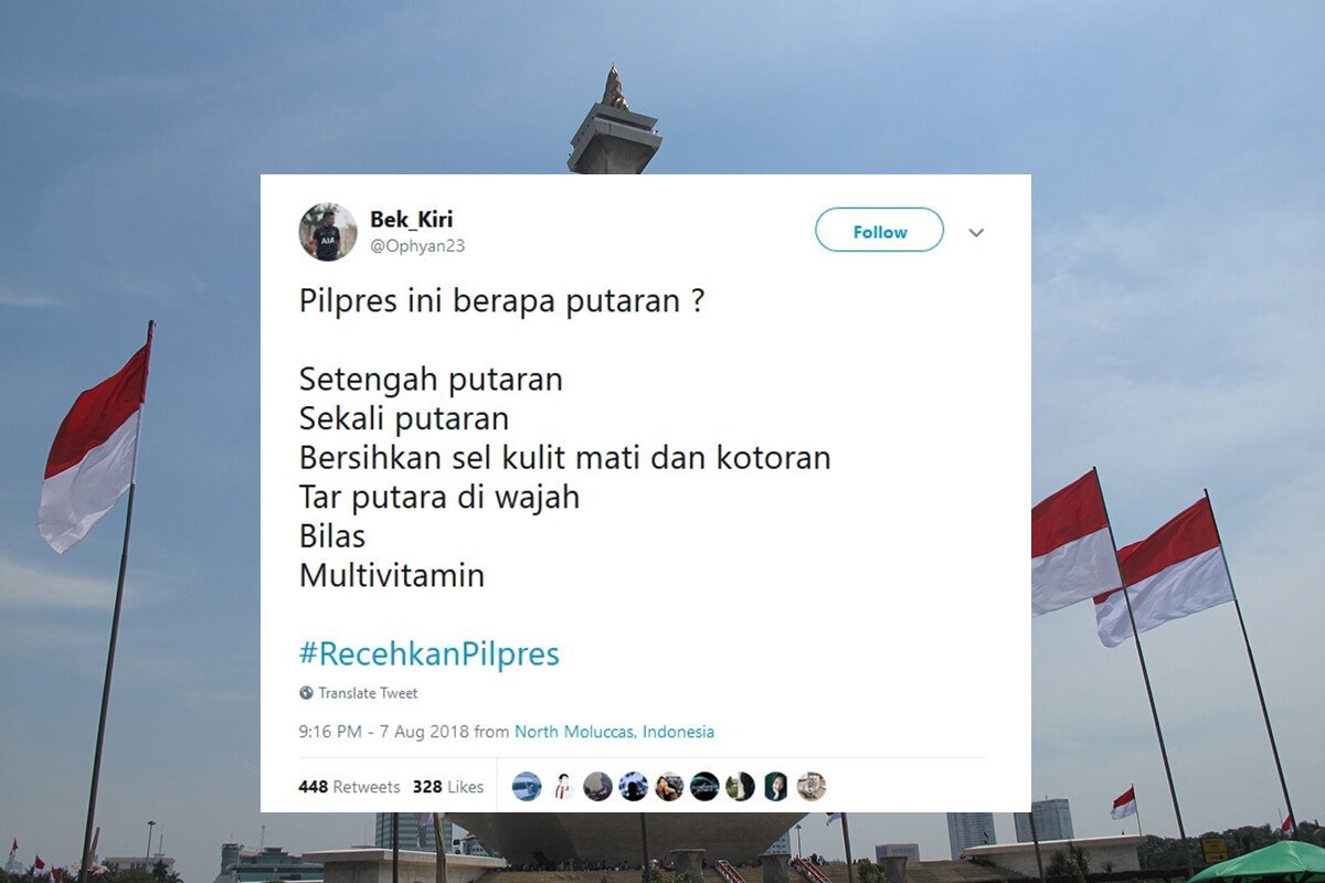 16 Tweet #RecehkanPilpres ini Jadi Obat Pereda Tensi Tinggi Saat Warganet Ngomongin Politik. Woles~