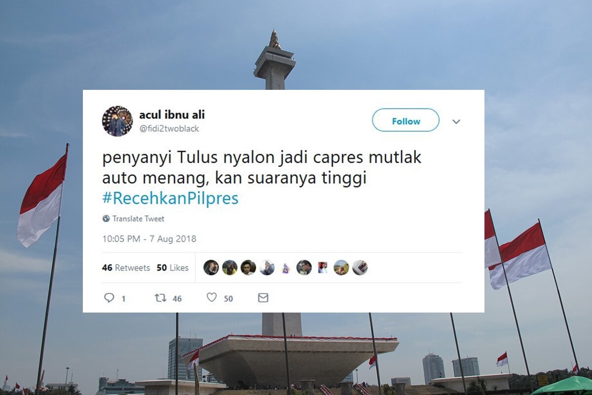 16 Tweet #RecehkanPilpres ini Jadi Obat Pereda Tensi Tinggi Saat Warganet Ngomongin Politik. Woles~