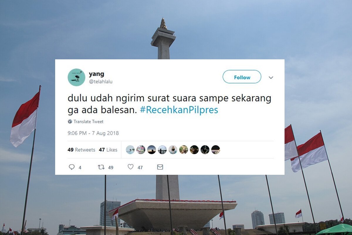 16 Tweet #RecehkanPilpres ini Jadi Obat Pereda Tensi Tinggi Saat Warganet Ngomongin Politik. Woles~