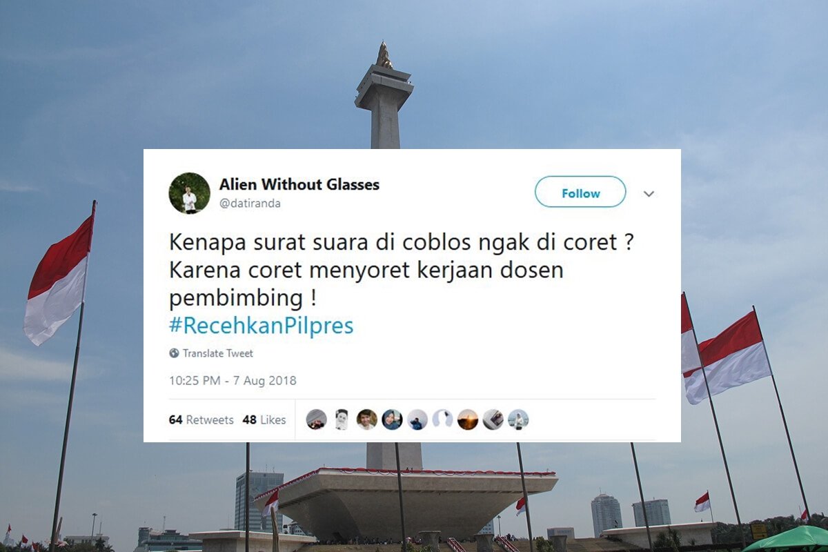 16 Tweet #RecehkanPilpres ini Jadi Obat Pereda Tensi Tinggi Saat Warganet Ngomongin Politik. Woles~