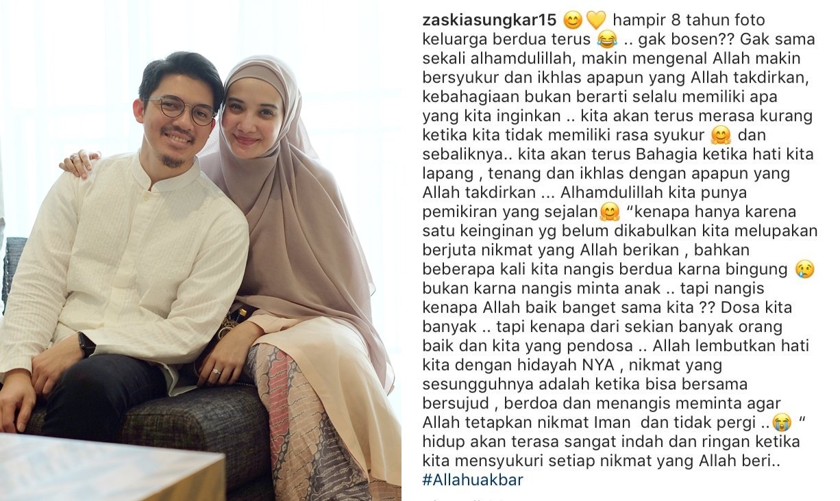 8 Tahun Menikah dan Belum Punya Anak, Tulisan Zaskia Sungkar ini Bikin Kita Lebih Mensyukuri HIdup