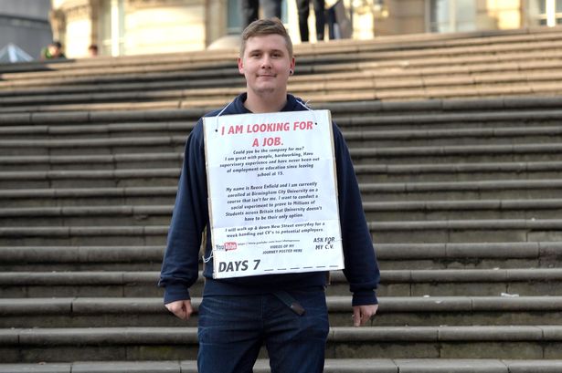 Student spat whilst looking work birmingham streets