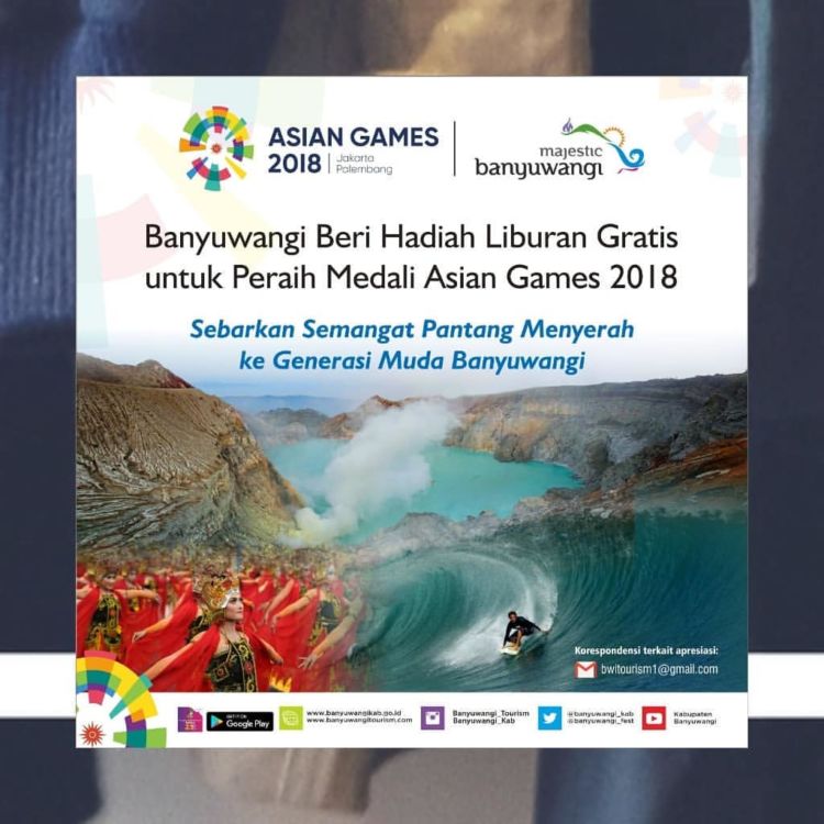 Bonus Paket Liburan Gratis ke Banyuwangi Buat Peraih Medali Emas Asian Games. Wah Asyik Banget!