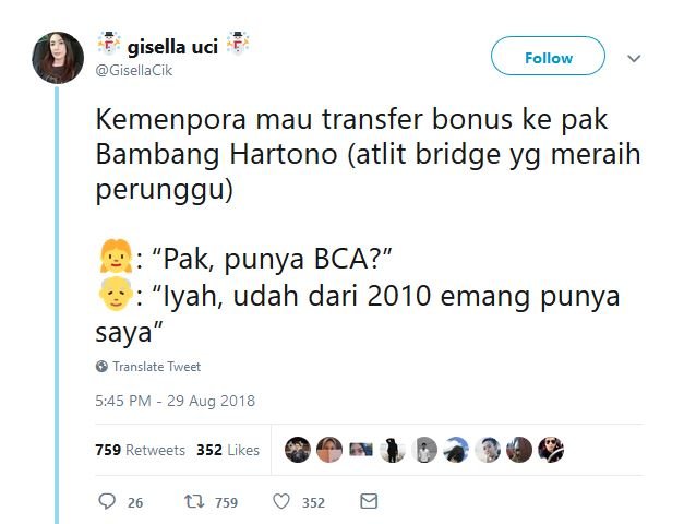 13 Tweet Kocak Warganet Saat Bambang Hartono Dapat Bonus Asian Games. Remah Rengginang!