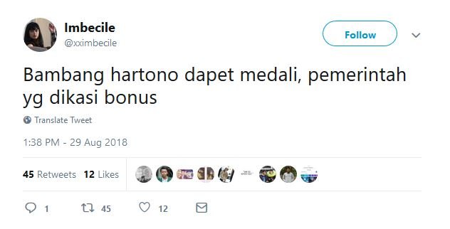 13 Tweet Kocak Warganet Saat Bambang Hartono Dapat Bonus Asian Games. Remah Rengginang!