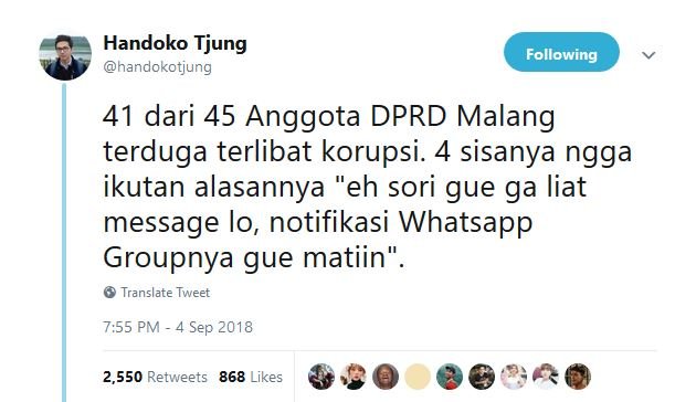 16 Skenario Warganet Soal 5 Anggota DPRD Malang yang Nggak Jadi Tersangka Korupsi. Bisa Jadi sih~