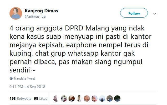 16 Skenario Warganet Soal 5 Anggota DPRD Malang yang Nggak Jadi Tersangka Korupsi. Bisa Jadi sih~