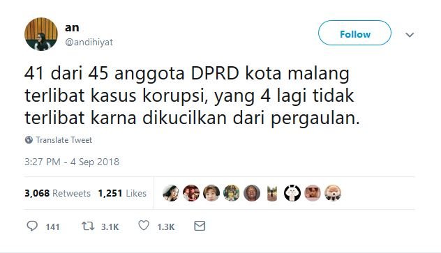 16 Skenario Warganet Soal 5 Anggota DPRD Malang yang Nggak Jadi Tersangka Korupsi. Bisa Jadi sih~