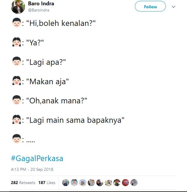 20 Tweet #GagalPerkasa ini Bakal Bikin Kamu Hati-Hati buat Deketin Gebetan. Jangan Sampai Kejadian!