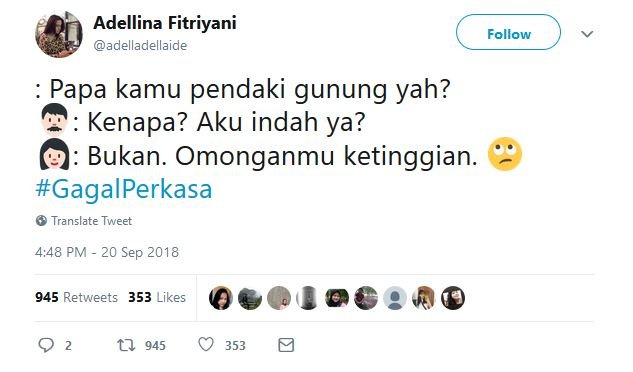 20 Tweet #GagalPerkasa ini Bakal Bikin Kamu Hati-Hati buat Deketin Gebetan. Jangan Sampai Kejadian!