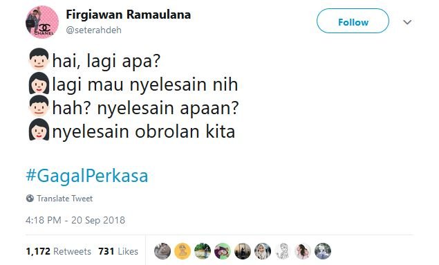 20 Tweet #GagalPerkasa ini Bakal Bikin Kamu Hati-Hati buat Deketin Gebetan. Jangan Sampai Kejadian!