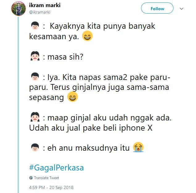 20 Tweet #GagalPerkasa ini Bakal Bikin Kamu Hati-Hati buat Deketin Gebetan. Jangan Sampai Kejadian!