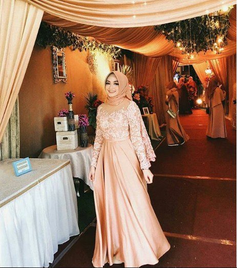 dress kebaya brokat kombinasi satin