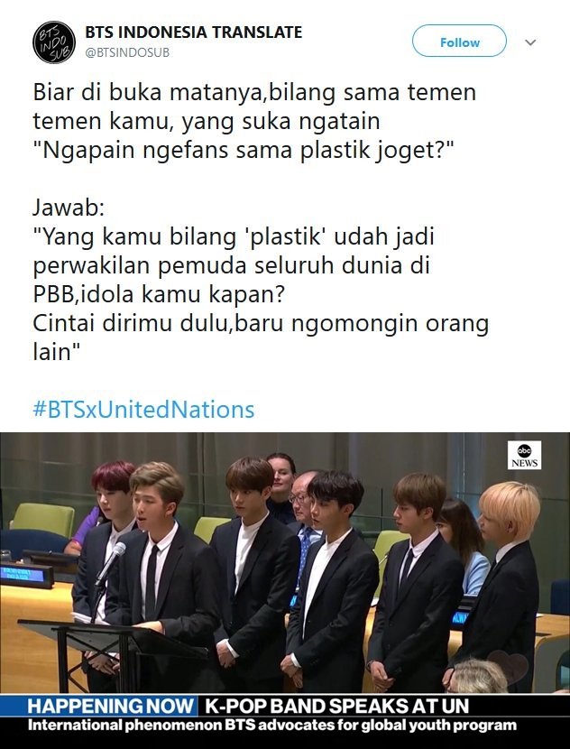 Idola Mereka Sering Dihina 'Plastik', Fans K-Pop Kini Bisa Tampar Balik Haters Lewat Pidato BTS di PBB