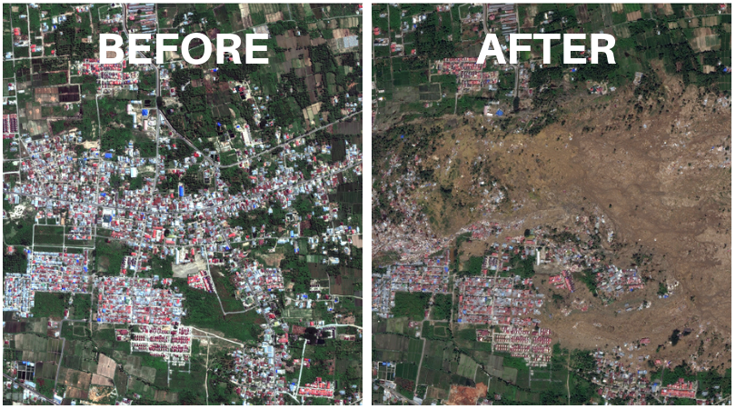 Foto Citra Satelit Perbandingan Kota Palu Sebelum dan Sesudah Gempa. Perubahannya Drastis Banget!