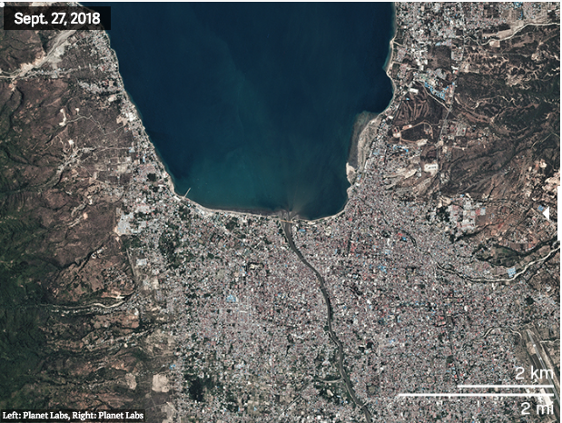 Foto Citra Satelit Perbandingan Kota Palu Sebelum dan Sesudah Gempa. Perubahannya Drastis Banget!