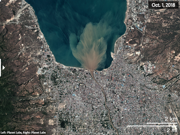 Foto Citra Satelit Perbandingan Kota Palu Sebelum dan Sesudah Gempa. Perubahannya Drastis Banget!